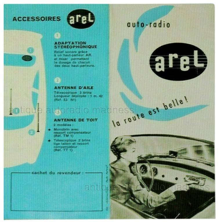 Publicité vintage gamme autoradios à lampes de la marque AREL (1959)