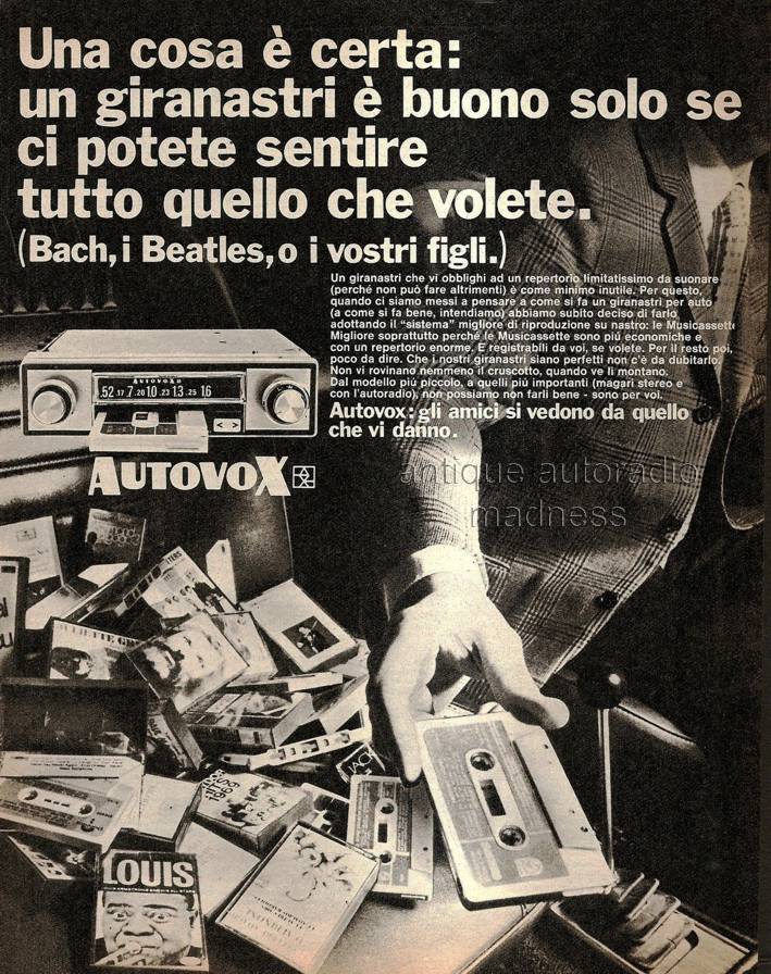 AUTOVOX classic car radio advertisement 1970 - Cassette player