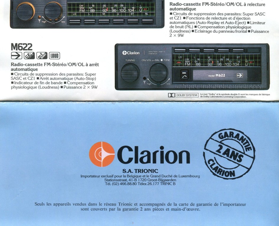 Vintage CLARION car stereo catalog - Year 1982-83 (Belgium Fr) - 5