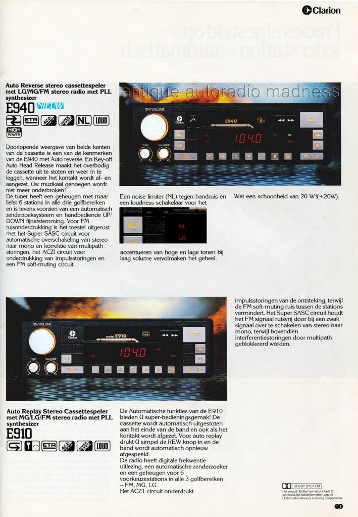 Ancien catalogue CLARION car stereo 1984-85 (NL) - 11