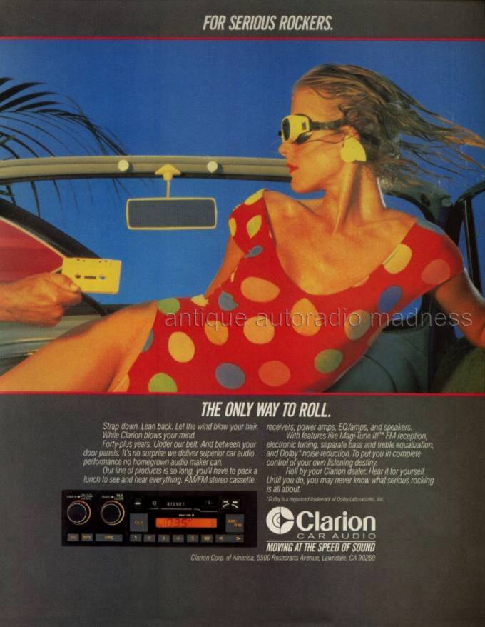 Vintage CLARION car stereo advertising - USA - Year 1985