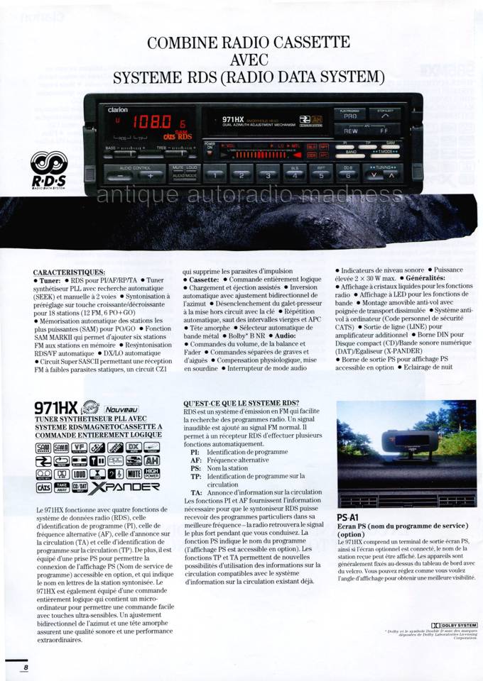 Vintage CLARION car stereo catalog - Year 1989 - Belgium (Fr) - 8