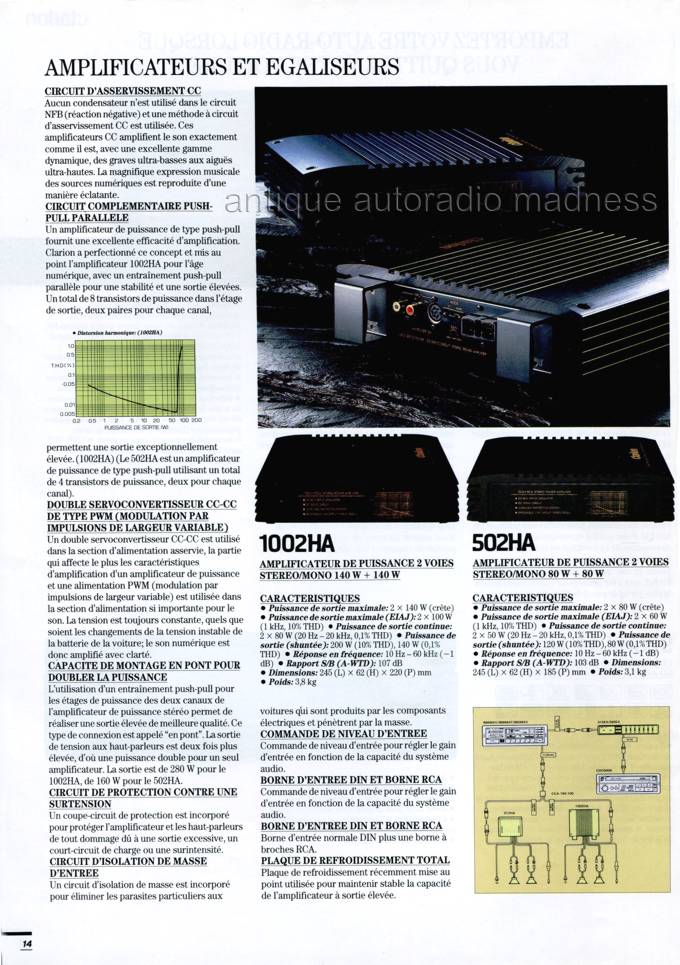 Vintage CLARION car stereo catalog - Year 1989 - Belgium (Fr) - 14