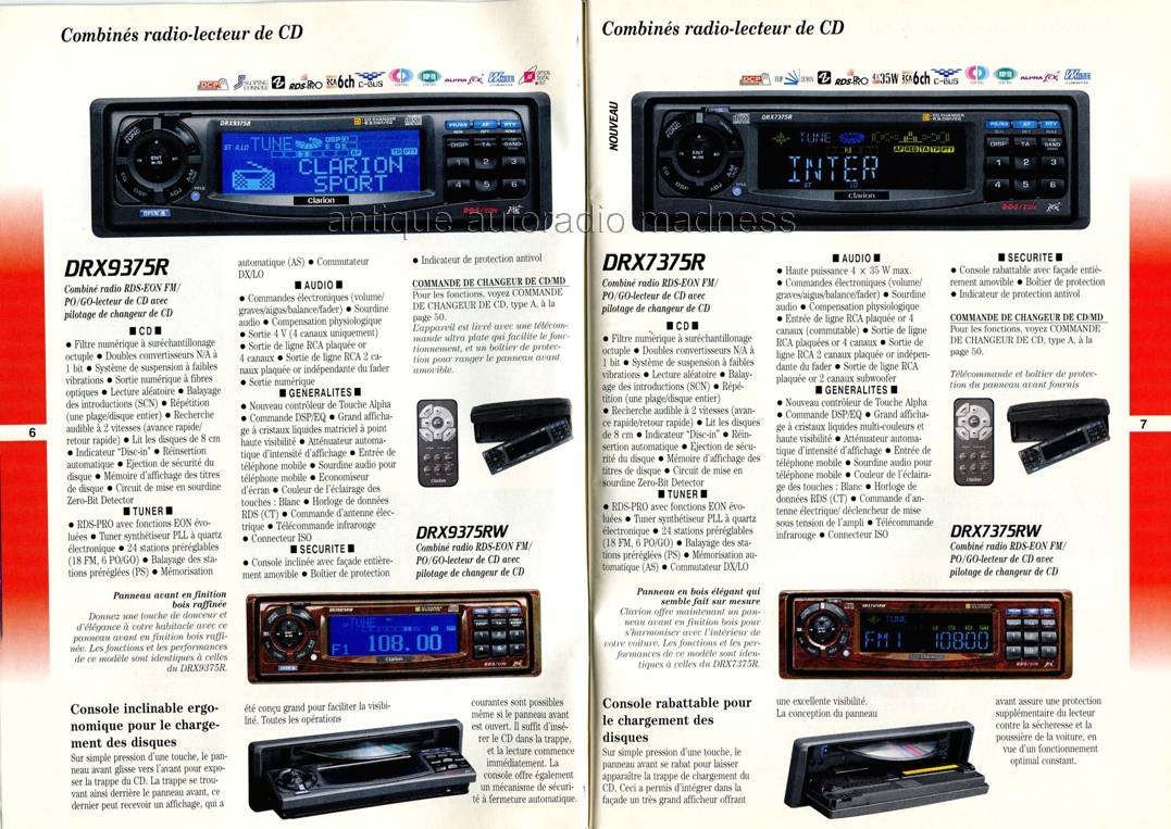 Old school CLARION car stereo catalog - Year 1997 - p6-7