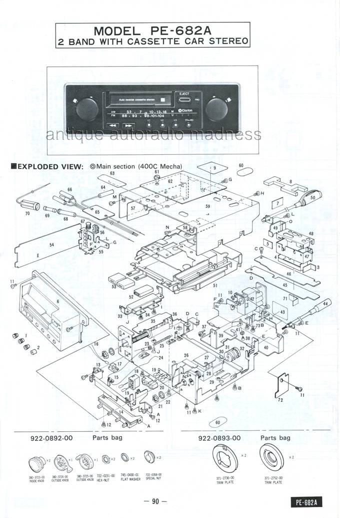 CLARION car stereo -  Technical infos - Year 1977 - PE-682A