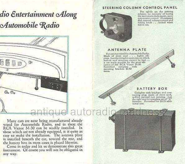 Vintage RCA VICTOR car radio advertising folder (1931) model M-30 - 4