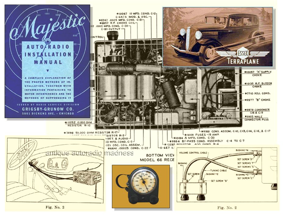 Old time HUDSON - TERRAPLANE original car radio model MAJESTIC 66 - Year 1933