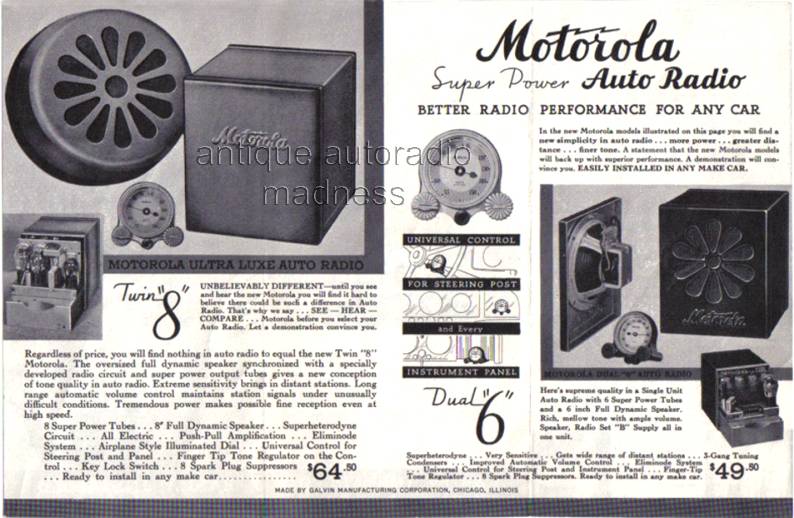 Vintage MOTOROLA Super Power Autoradio catalog - Year 1934  - 3