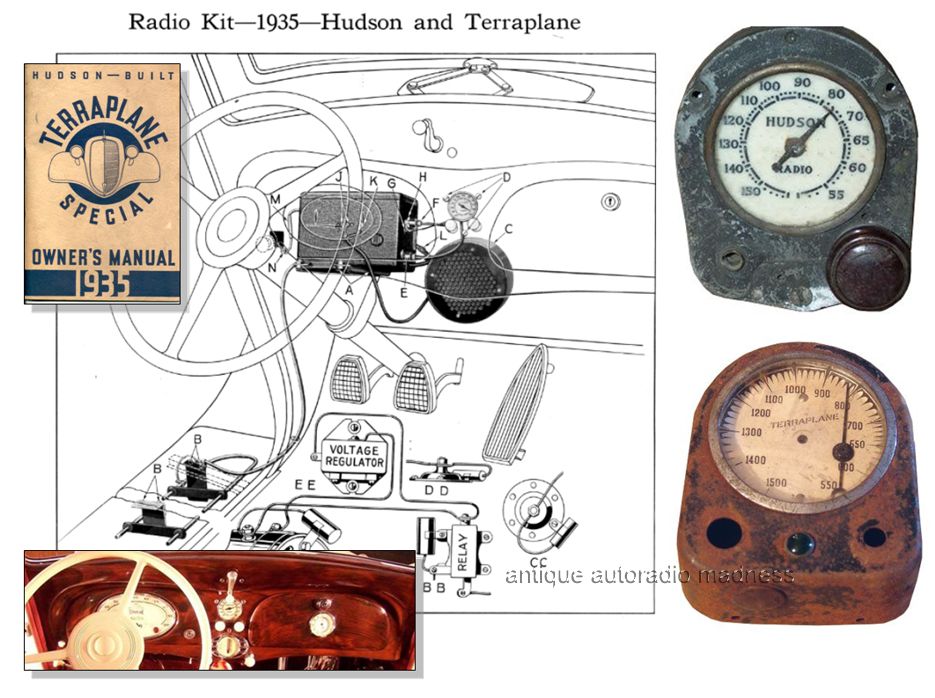 Very old HUDSON & TERRAPLANE car radio model S-680 - Head Unit and receiver - year 1935