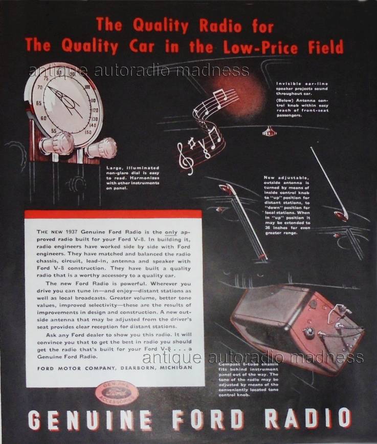 Vintage FORD V8 advert. - Genuine FORD radio (1937) - 3