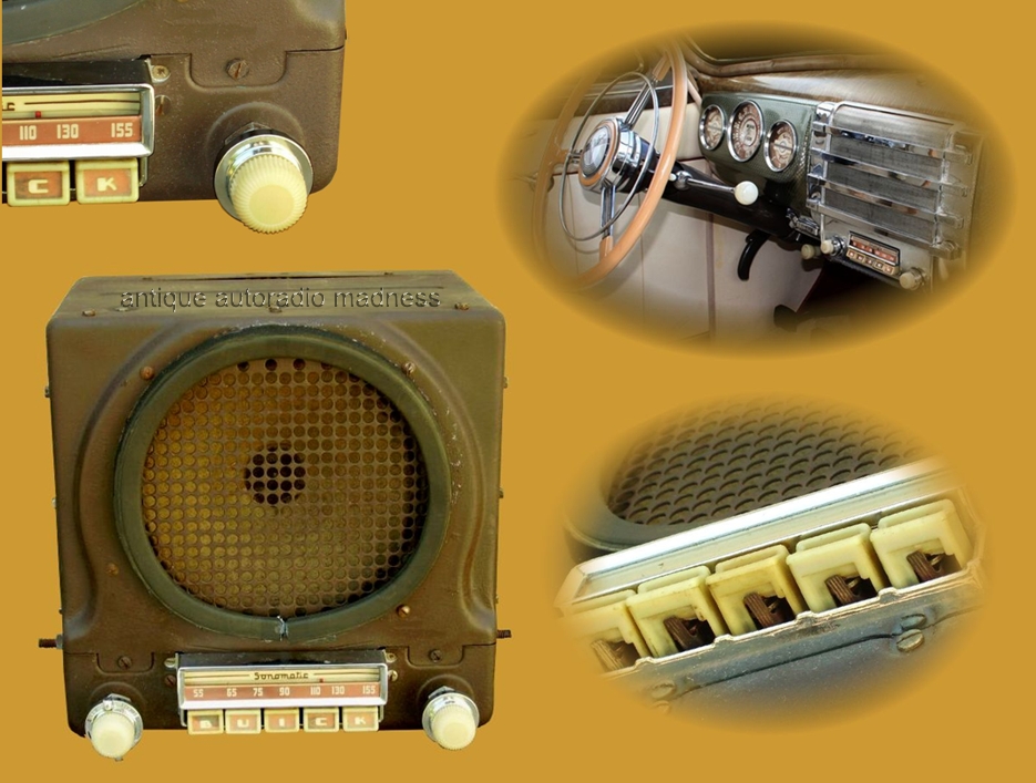 Vintage BUICK Sonomatic car radio custom fit model DELCO 933818 (1941)