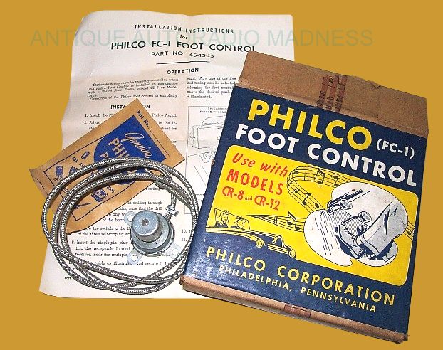 Vintage PHILCO car radio Foot Control (1942) - Use with models CR-8  & CR-12