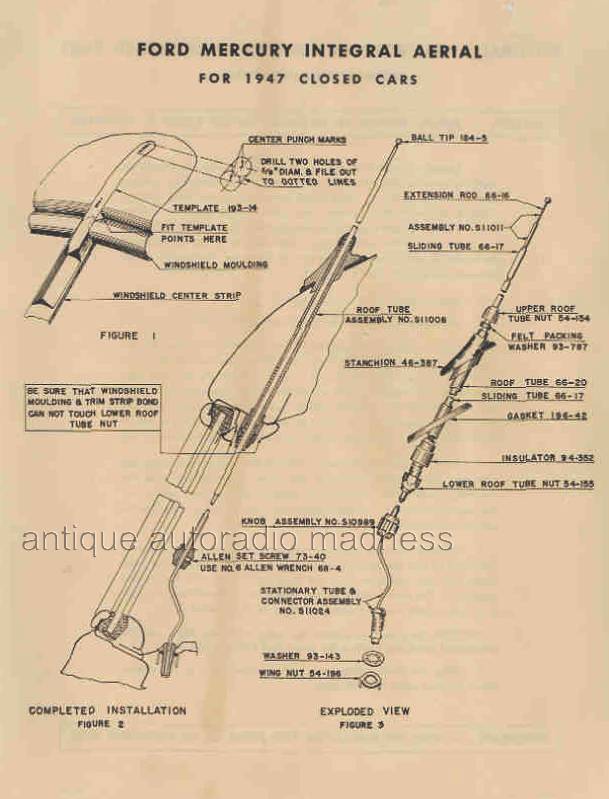 Vintage technical infos FORD Mercury integral aerial (1947)