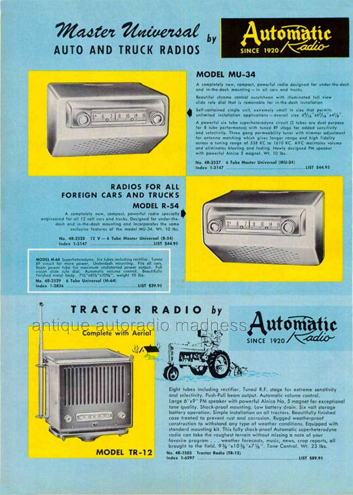 Oldschool AUTOMATIC Radio advertising (1954) - Model MU-34 - Model R-54