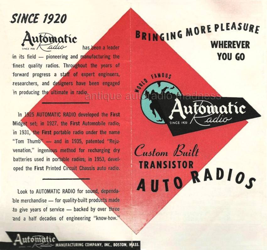 Vintage AUTOMATIC RADIO auto radio folder advertising (1957)