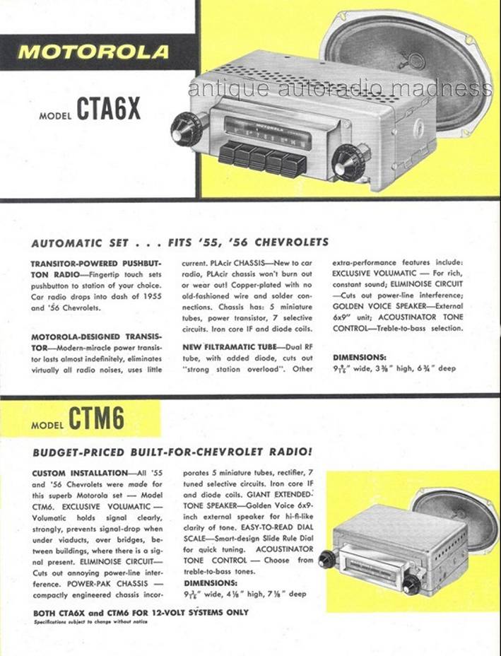 Vintage MOTOROLA car radios  "Golden Voice" catalog (1957) - 12