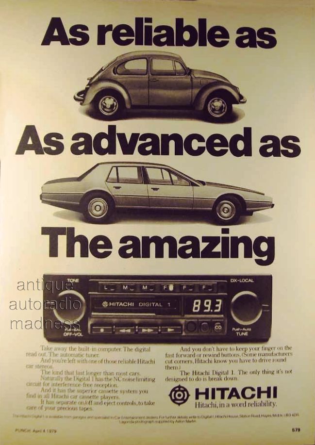 Old school HITACHI car stereo advertising model "DIGITAL 1" - year 1979