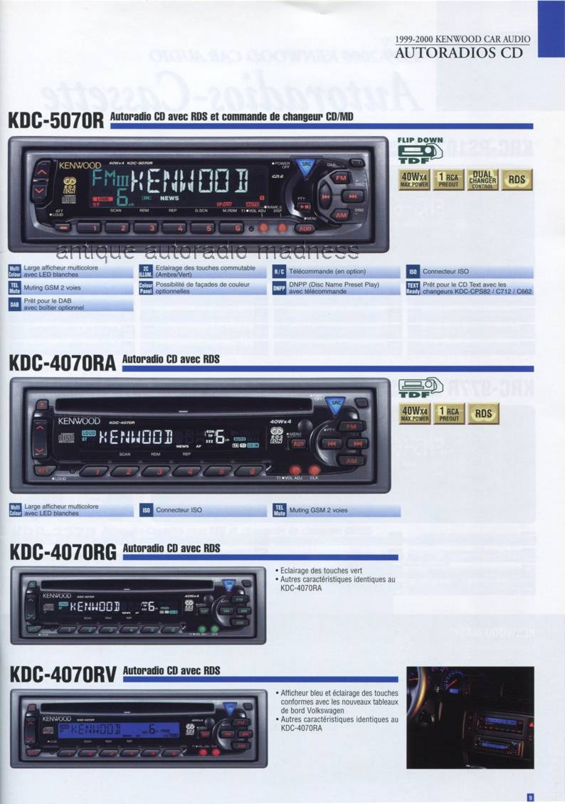 Vintage KENWOOD Car Audio Systems catalog - year 1999 - Belgium (Fr) - 9