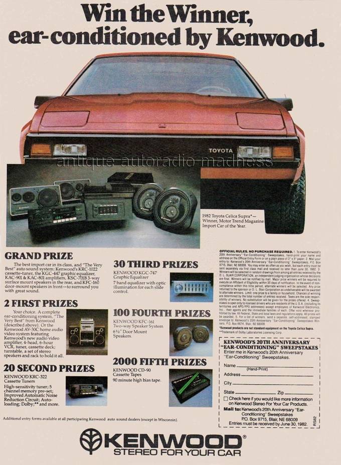 KENWOOD HiFi car stereo advert. - year 1982 - KRC-1022 USA