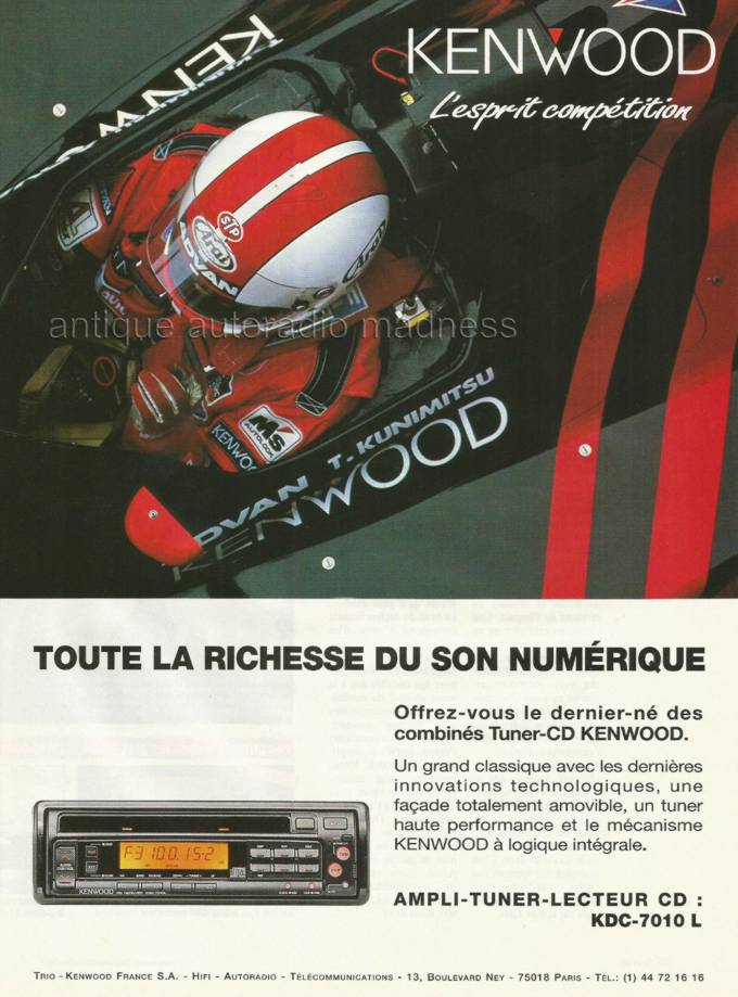 Publicité vintage KENWOOD car stereo du modèle KDC-7010L (1993)