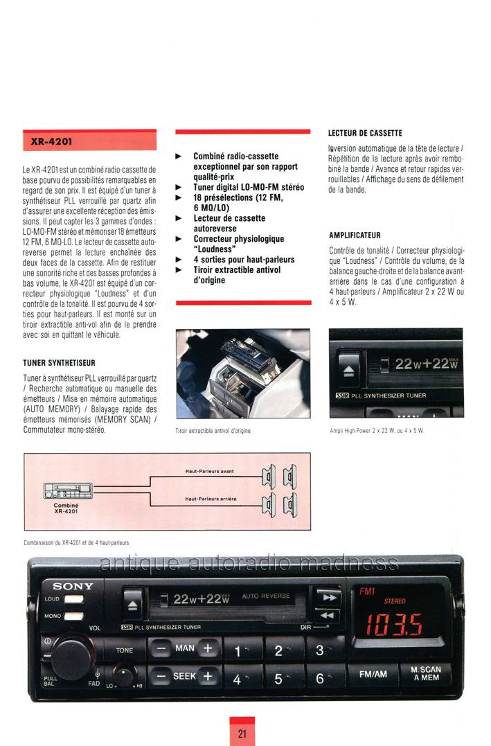 Oldschool SONY car stereo catalog - year 1990 (Belgium Fr) - p21