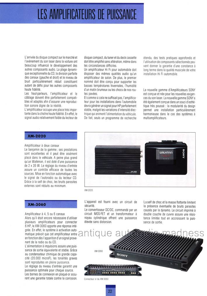 Oldschool SONY car stereo catalog - year 1990 (Belgium Fr) - p22
