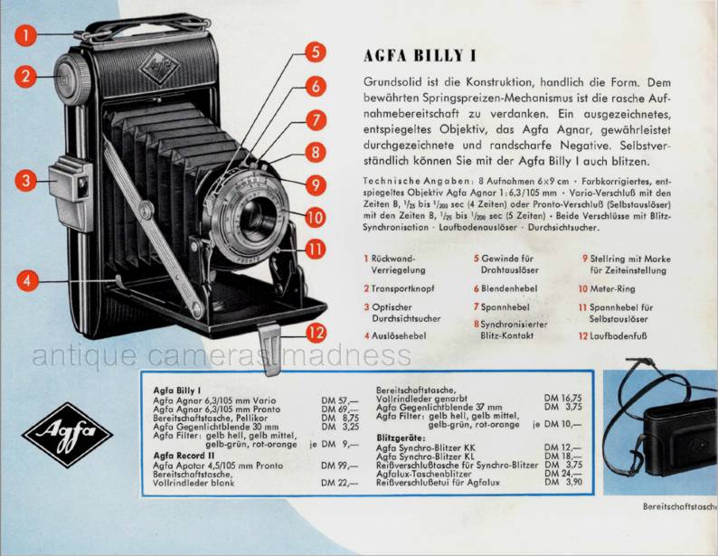Catalogue vintage des appareils photos AGFA, modèles Billy et Record (années 1940s)  en allemand - 2