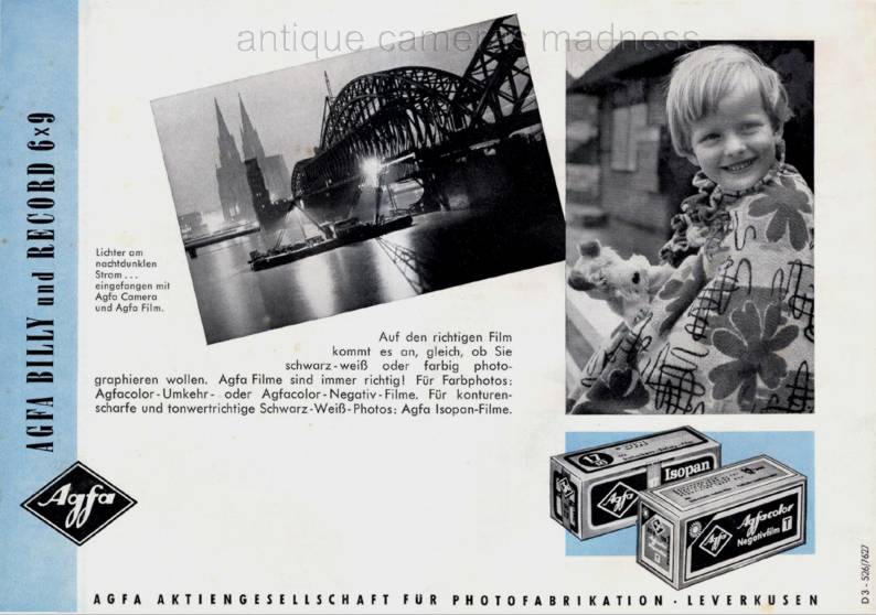 Catalogue vintage des appareils photos AGFA, modèles Billy et Record (années 1940s)  en allemand - 4