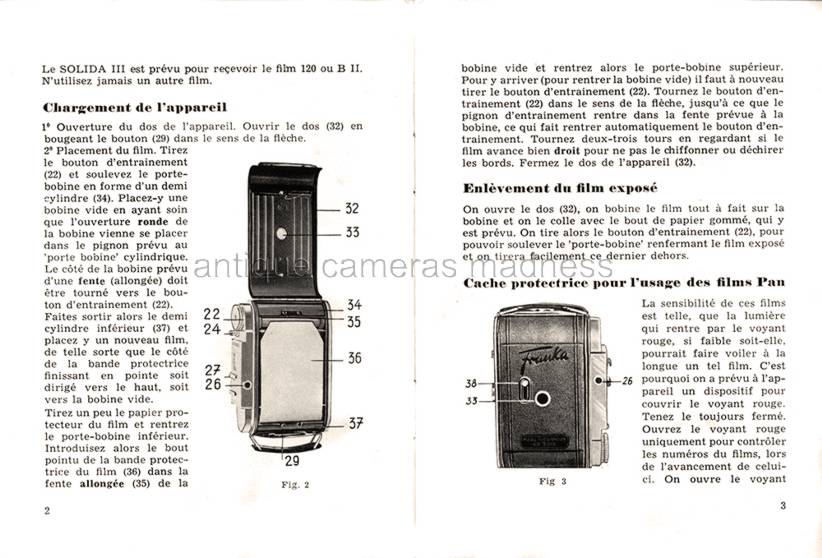 Mode d'emploi appareil photo vintage FRANKA SOLIDA III - 2-3