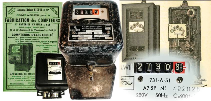 Compteurs vintage de consommations électriques