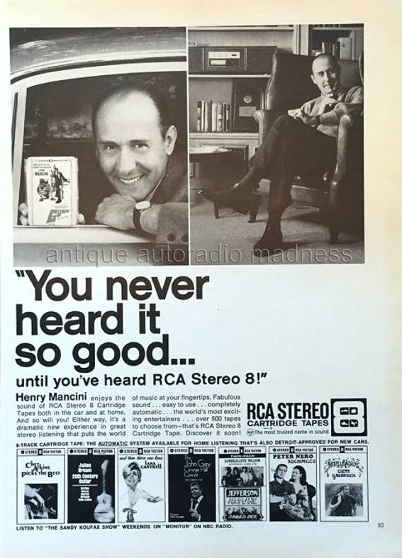 Vintage RCA 8 track cartridge stereo player advertising (1967)