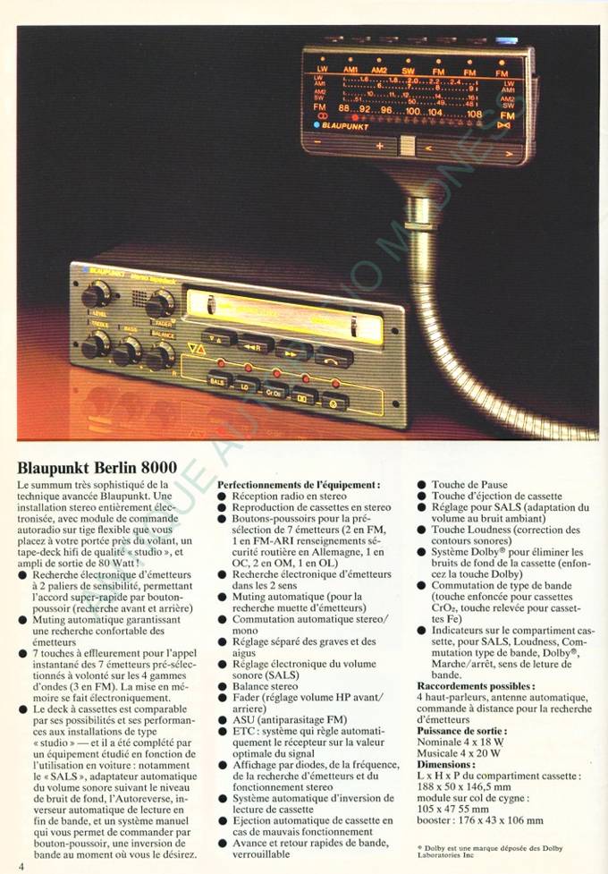 Vintage BLAUPUNKT car stereo catalog year 1980 (Belgium) - 4
