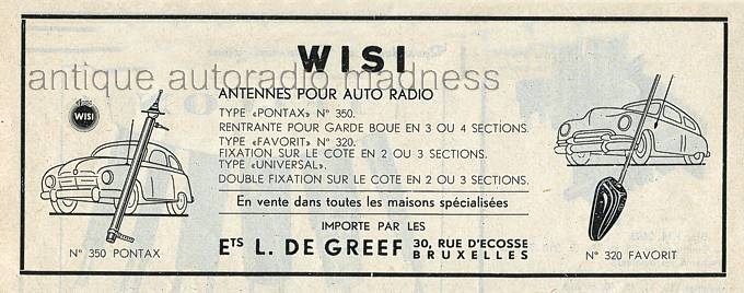 Publicité vintage antenne autoradio WISI (1953)