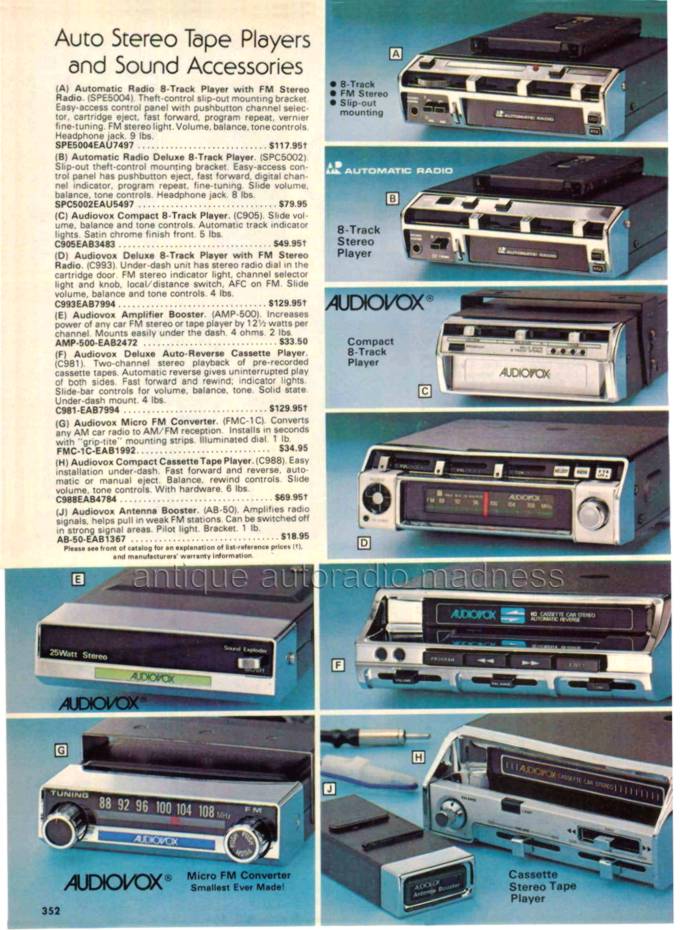 AUDIOVOX car stereo catalog 1977-78 - Extracts