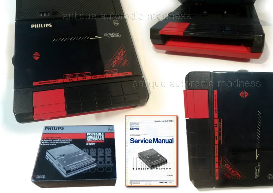 Old school cassette audio recorder portable PHILIPS model D 6260 (1)