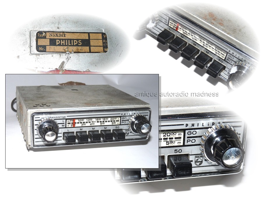 Vintage PHILIPS car radio model N5X34T - 1963