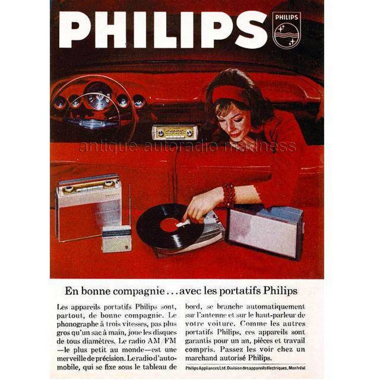 Publicit PHILIPS car radio - Portable avec support auto