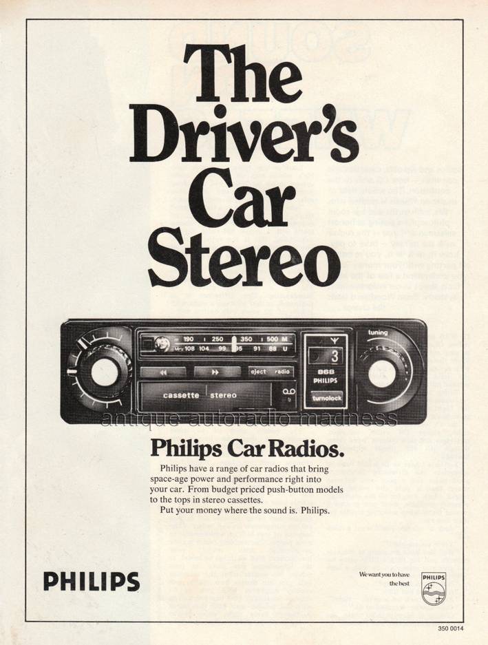 PHILIPS car stereo advertising - year 1977