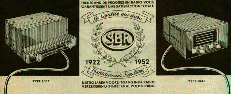 Vintage car radio SBR model 1041 advert - year 1952