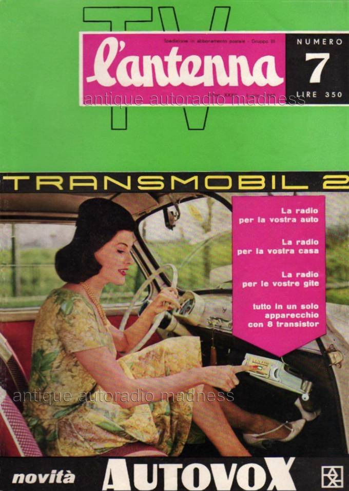 Stampa media pubblicit� autoradio modello Autovox "Transmobil 2" (1960)