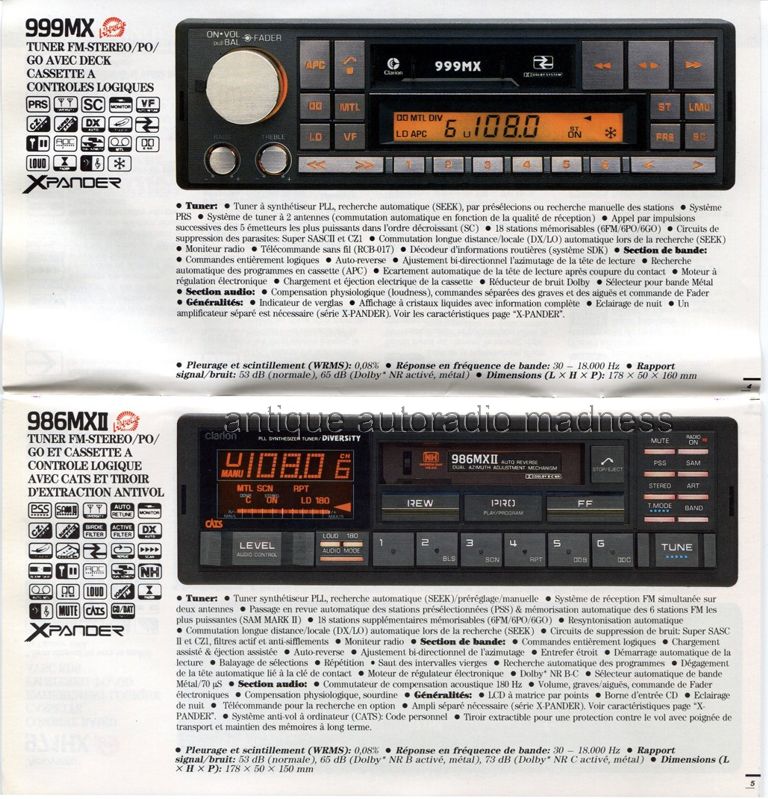 Folder publicitaire CLARION car stereo - Gamme 1987 - Belgique (Fr)  - 2