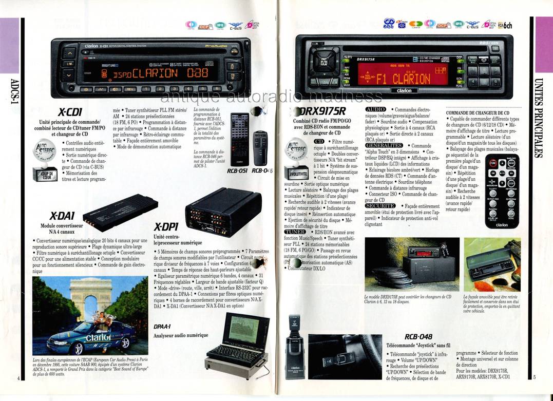 Old style CLARION car stereo catalog - year 1996 - p4-5