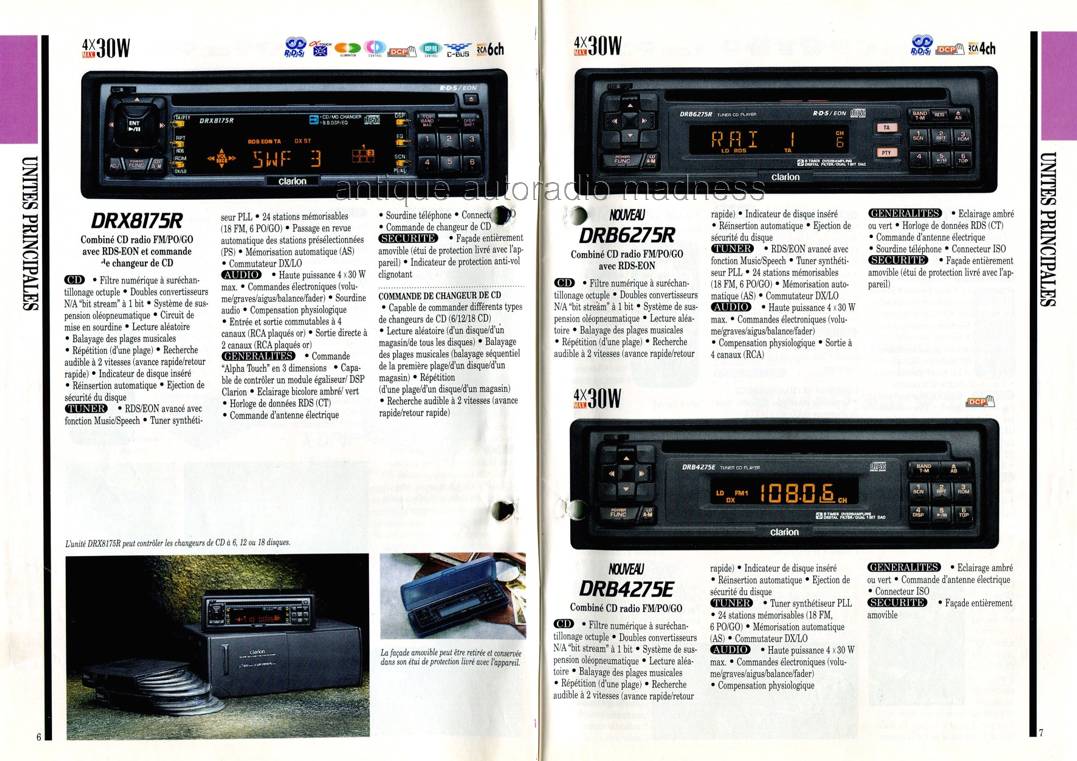 Old style CLARION car stereo catalog - year 1996 - p6-7