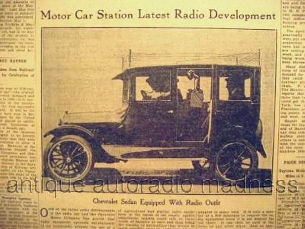 Year 1922 - Motor car station latest radio development