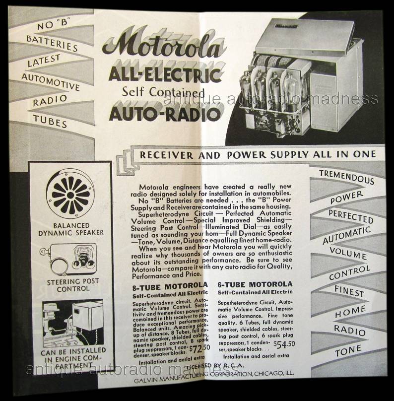 Old MOTOROLA auto radio advertising folder (1931) - 2