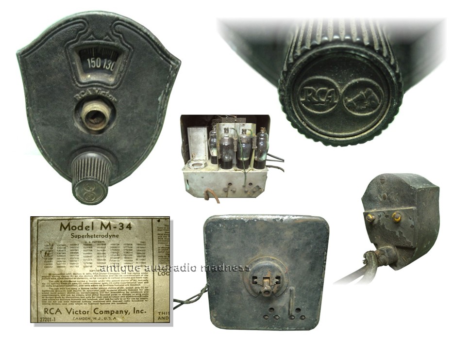Old time RCA-Victor car radio head control details (1933) - model M-34