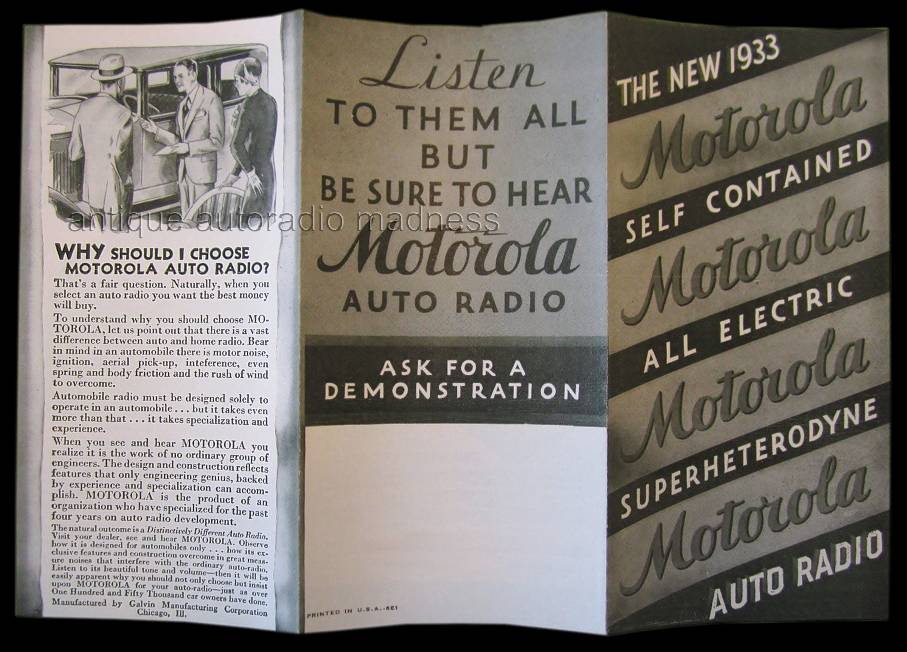 The new 1933 MOTOROLA car radios catalog