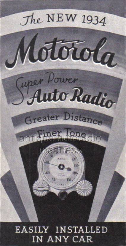 Vintage MOTOROLA Super Power Autoradio catalog - Year 1934 