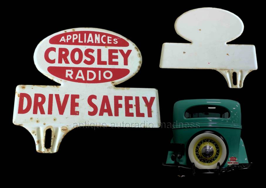 Vintage CROSLEY car radio metal advert.