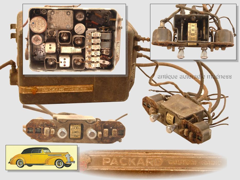 Early PACKARD custom fit car radio with panel unit control (1939) -  STEWART & WARNER model 333915